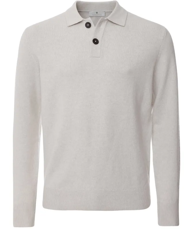Thomas Maine Lambswool Long Sleeve Polo Shirt