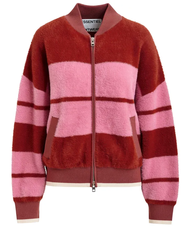 Essentiel Antwerp Jicama Striped Knitted Bomber Jacket
