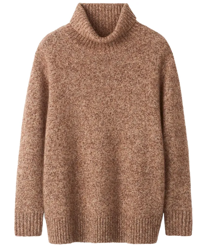 Soft Goat Marled Relaxed Fit Turtleneck Sweater