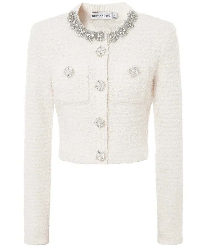 Self-Portrait Bouclé Knit Cardigan