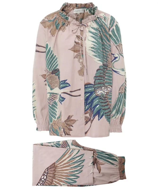 One Hundred Stars Crane Plaster Pink Poplin Pyjamas