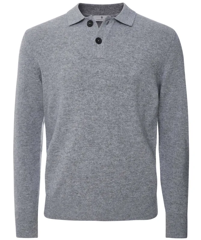 Thomas Maine Lambswool Long Sleeve Polo Shirt