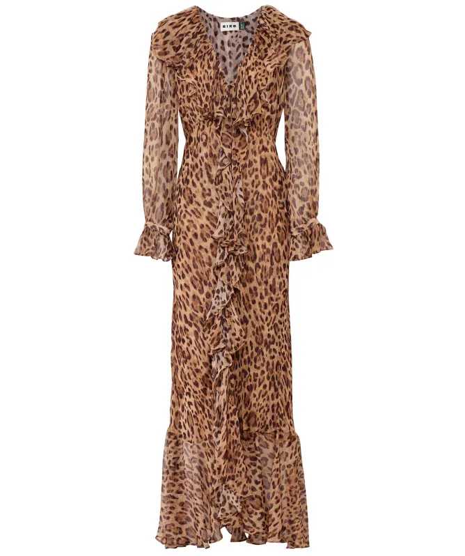 RIXO Gracye Ruffle Midi Dress