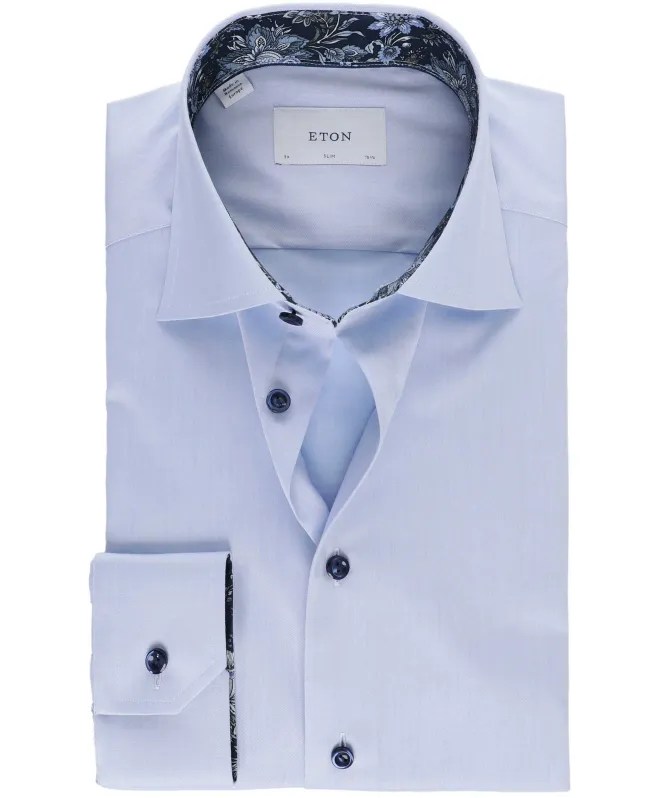 Eton Slim Fit Floral Trim Shirt