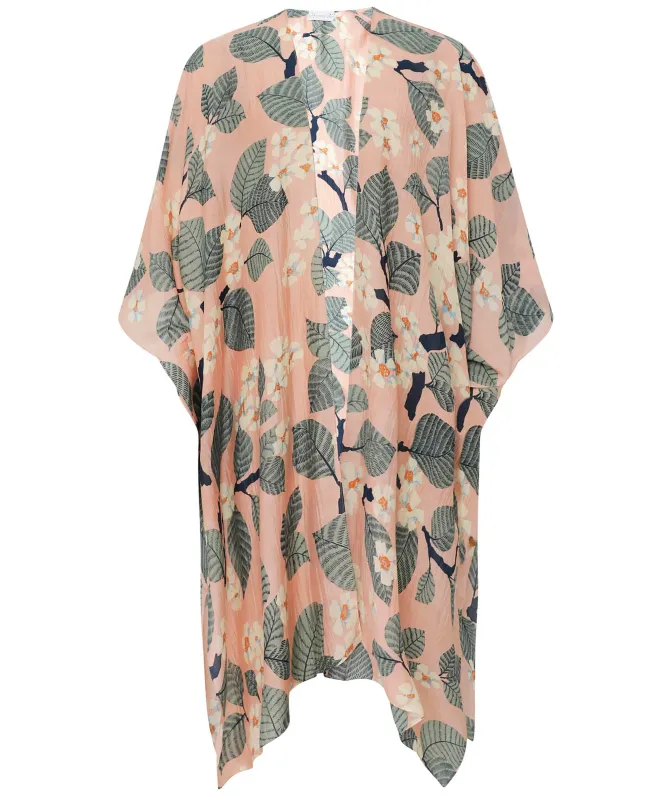 One Hundred Stars Tree Blossom Pink Throwover Kimono