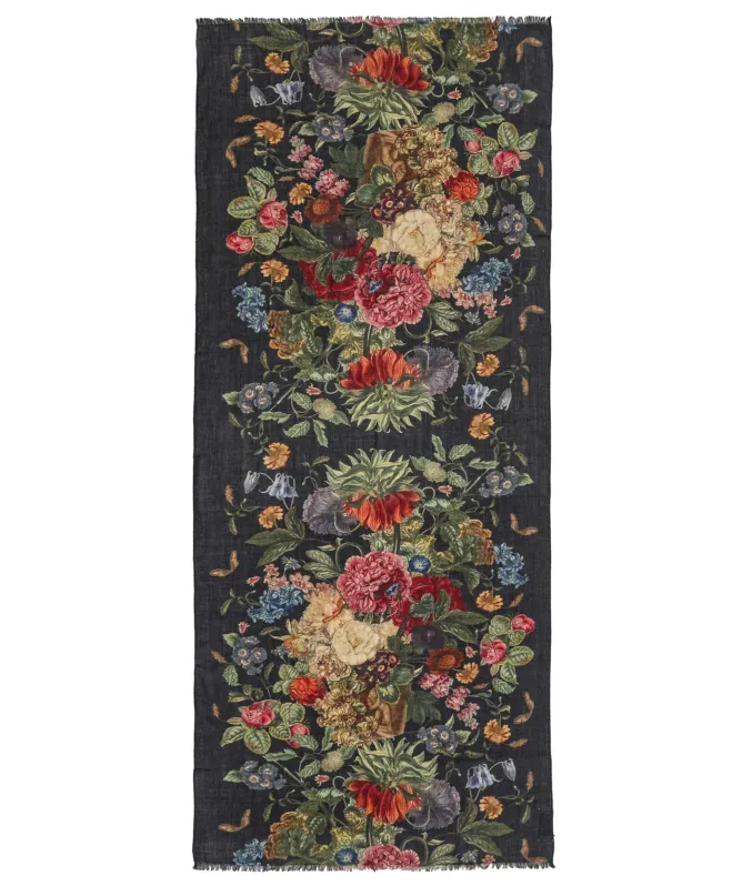 One Hundred Stars Primula Black Wool Scarf