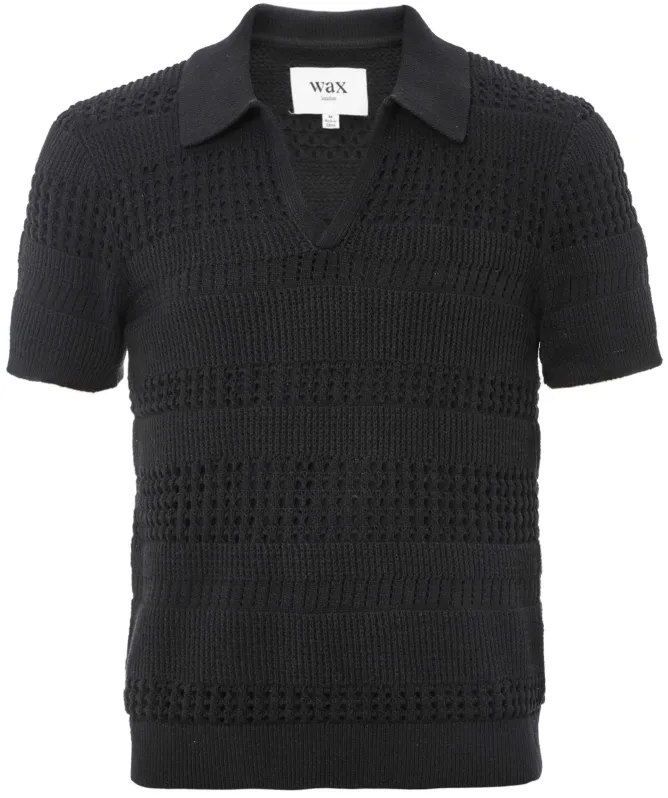 Wax London Siena Pointelle Knit Polo Shirt