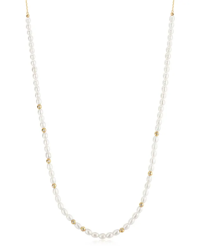 Ania Haie Pearl Cubic Zirconia Slider Necklace