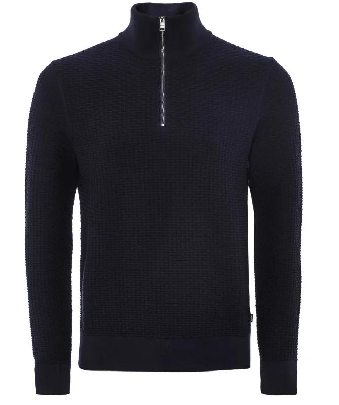 BOSS Textured Half-Zipper Sweater