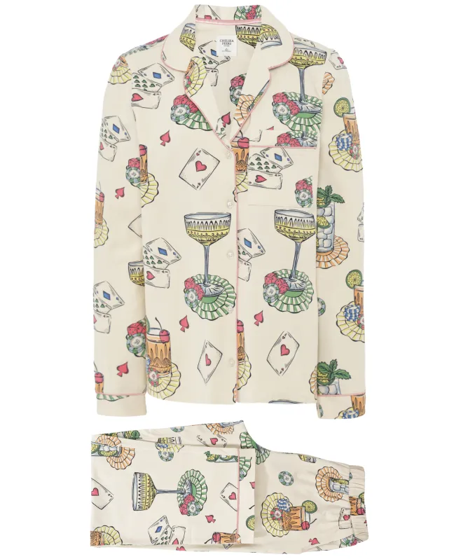 Chelsea Peers Cocktails & Cards Print Long Pajama Set