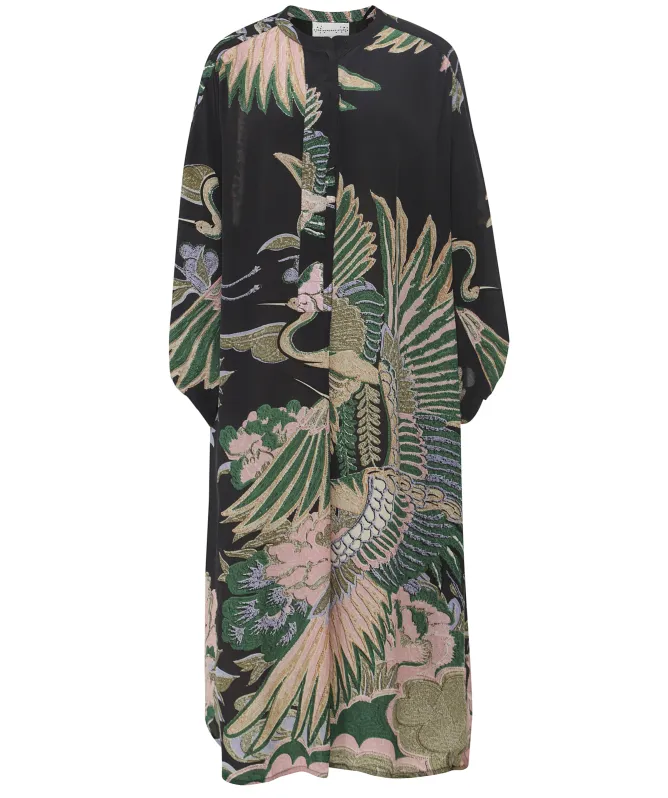 One Hundred Stars Crane Emerald Crepe Darcy Dress