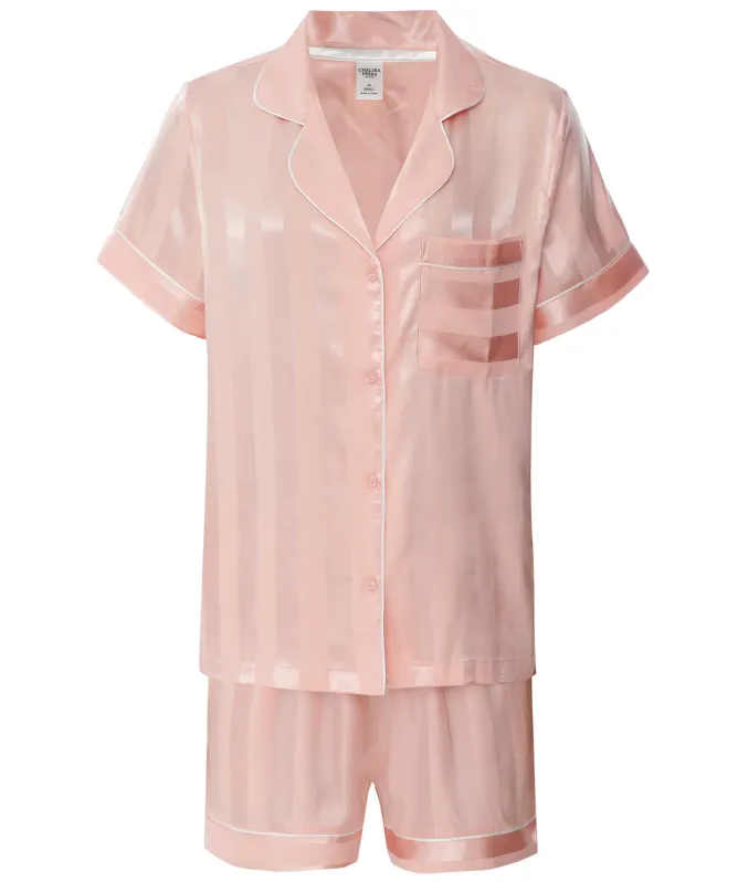 Chelsea Peers Satin Jacquard Stripe Short Pyjamas