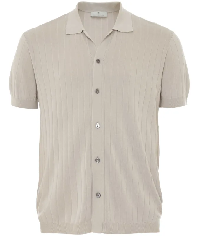 Thomas Maine Ribbed Short-Sleeve Cardigan