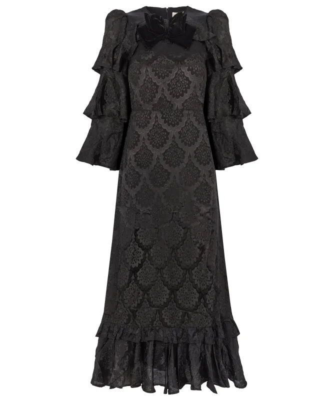 Queens of Archive Anjelica Jacquard Crepe Maxi Dress