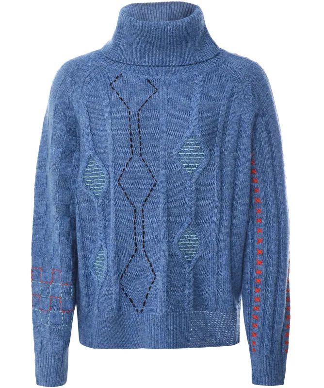 Paul Smith Cable Knit Patchwork Roll Neck Jumper