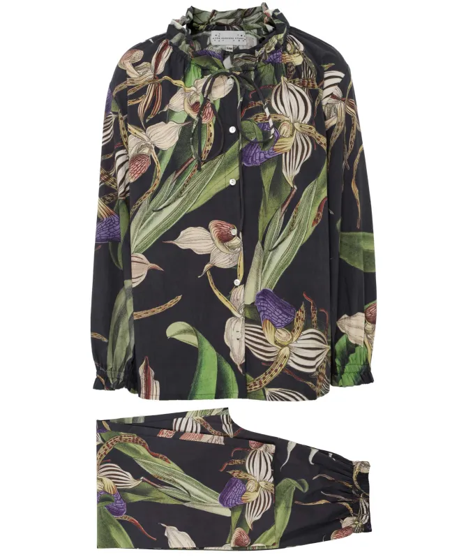 One Hundred Stars Orchid Black Poplin Pyjama Set