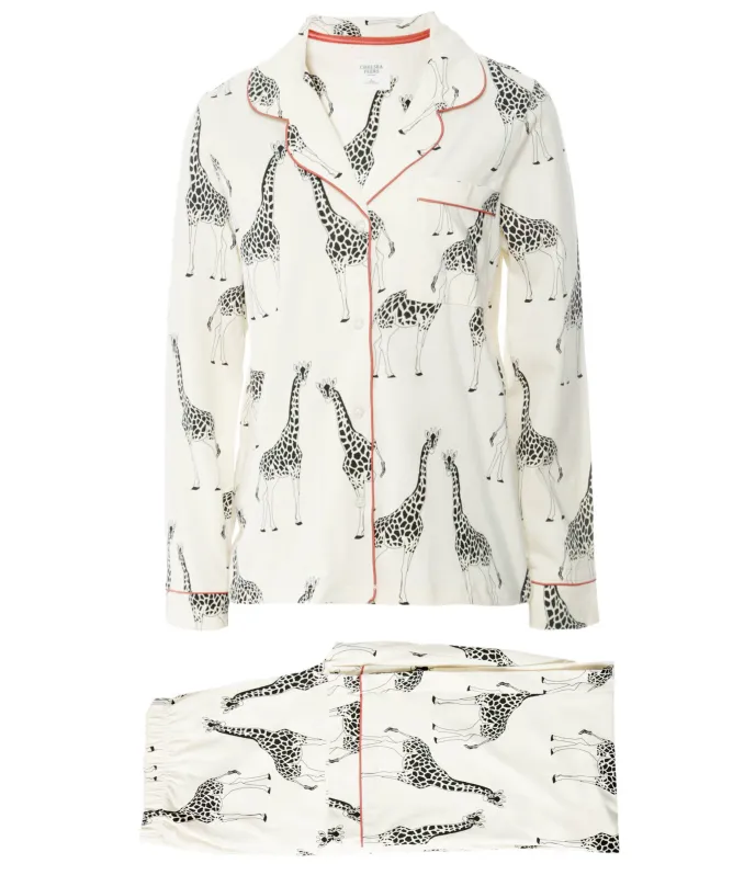 Chelsea Peers Organic Cotton Giraffe Print Long Pajamas