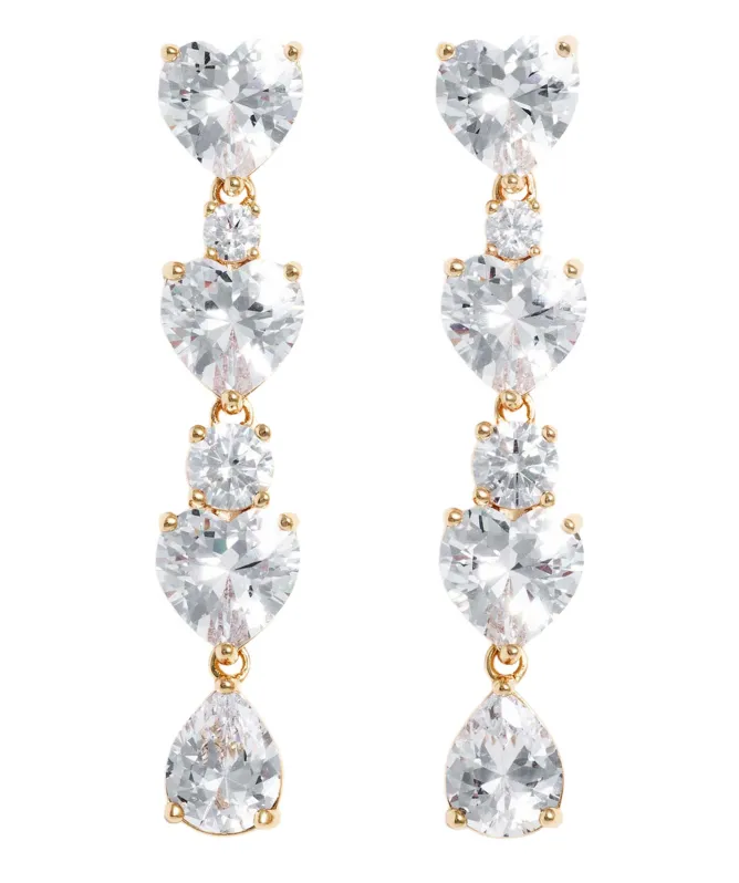 Self-Portrait Gold Heart Crystal Tiered Earrings