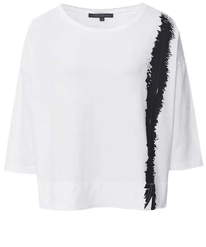 Lurdes Bergada Printed Stripe 3/4 Sleeve T-Shirt