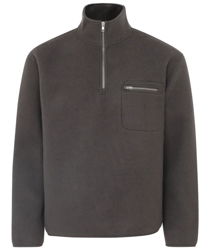 Anerkjendt Aktoni Half Zipper Boiled Wool Overshirt