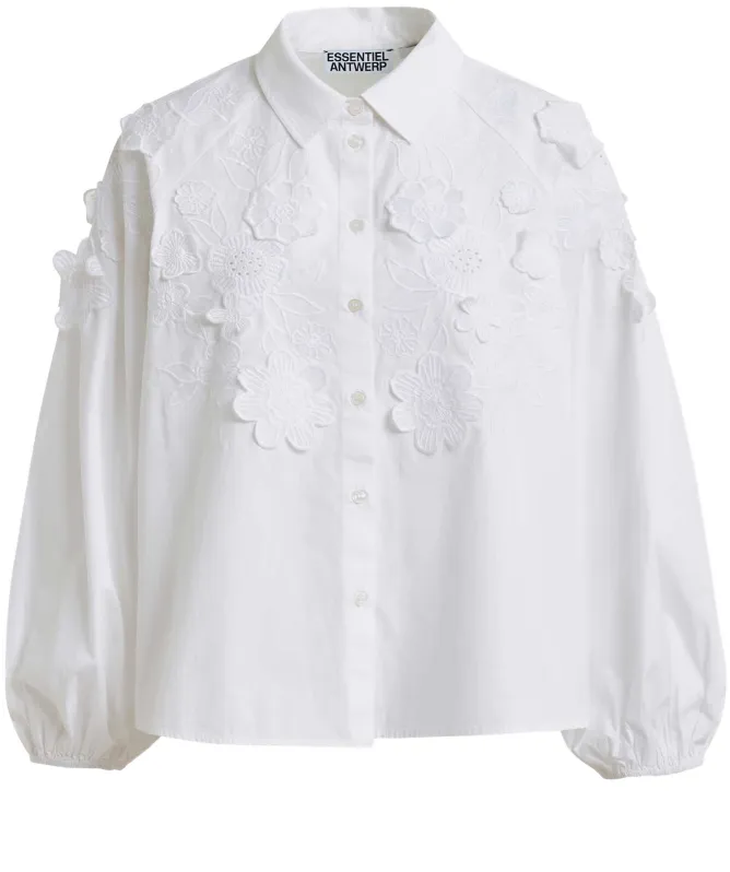 Essentiel Antwerp Joella Cotton Shirt With Appliqué Flowers