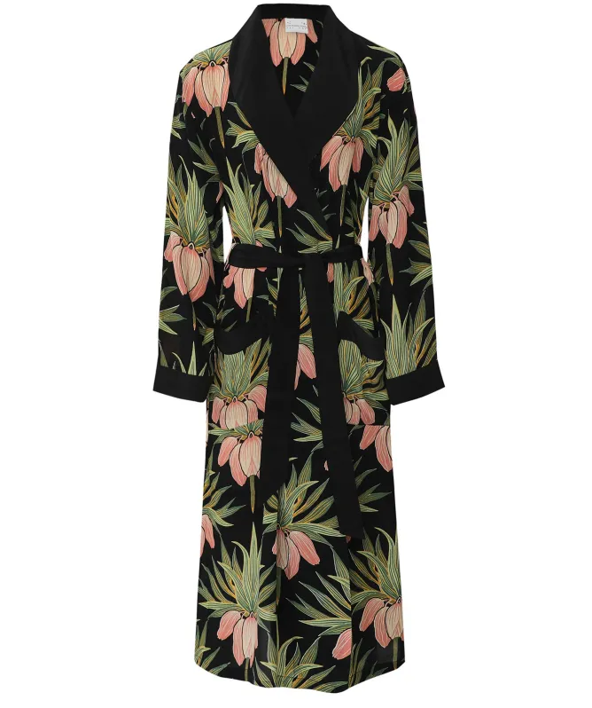 One Hundred Stars Deco Bud Black Crepe Gown