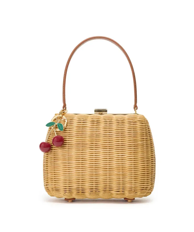 Self-Portrait Rattan Cherry Charm Mini Bag
