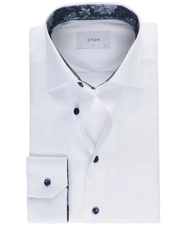 Eton Slim Fit Floral Trim Shirt