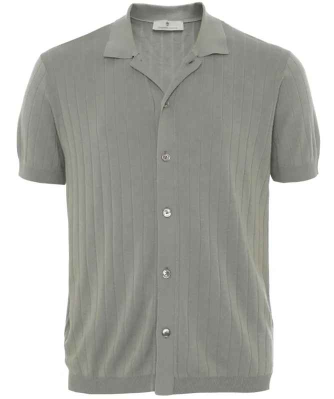 Thomas Maine Ribbed Short-Sleeve Cardigan