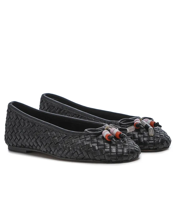INUOVO Lattice Beaded Ballet Flats
