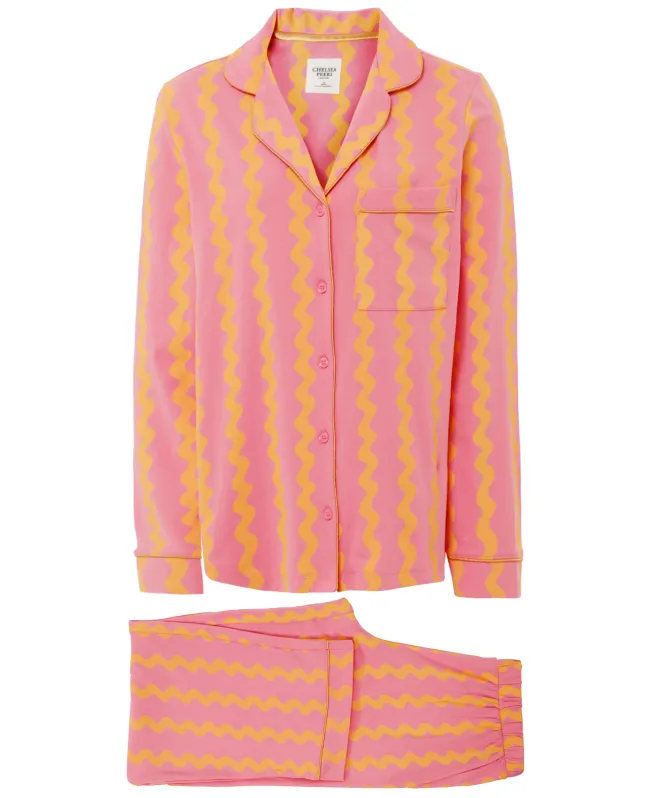 Chelsea Peers Sunset Wavy Stripe Long Pajama Set