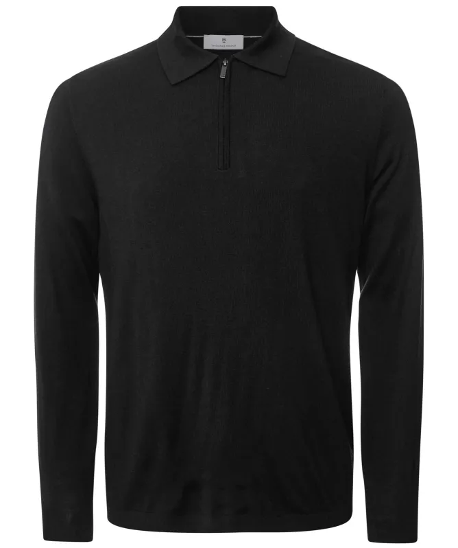 Thomas Maine Merino Long Sleeve Zip Polo
