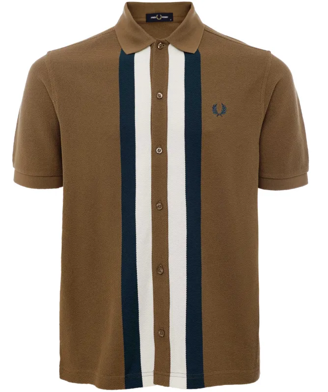 Fred Perry Panelled Button-Through Polo Shirt