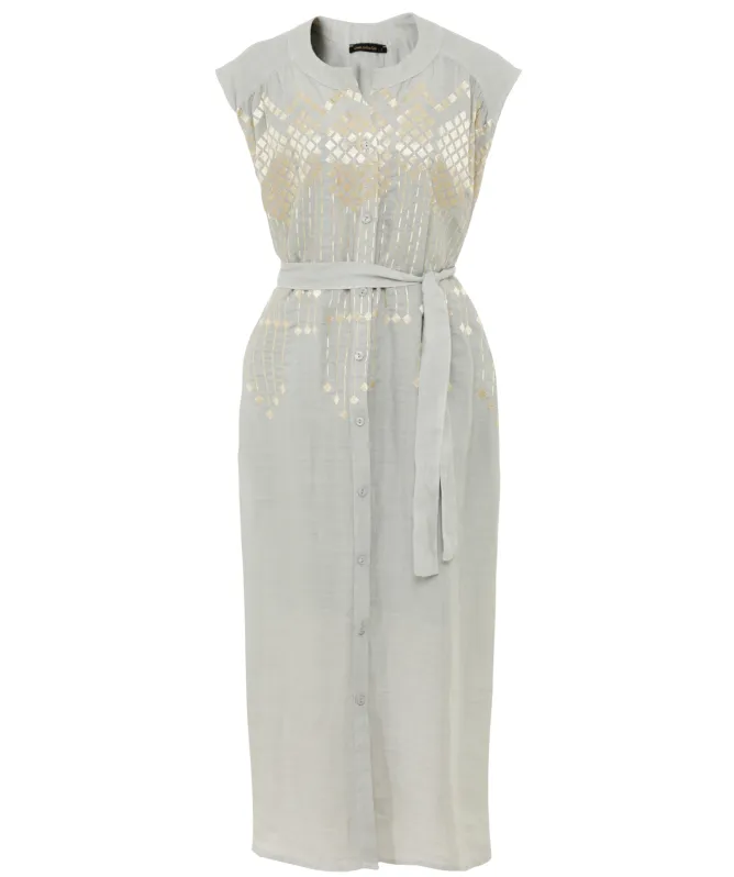 Greek Archaic Kori Grape Button-Through Dress