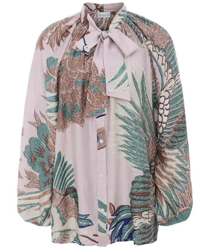 One Hundred Stars Crane Pussy Bow Blouse