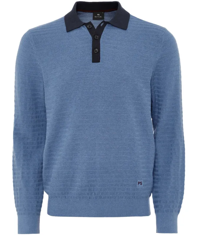 Paul Smith Long Sleeve Textured Polo Shirt