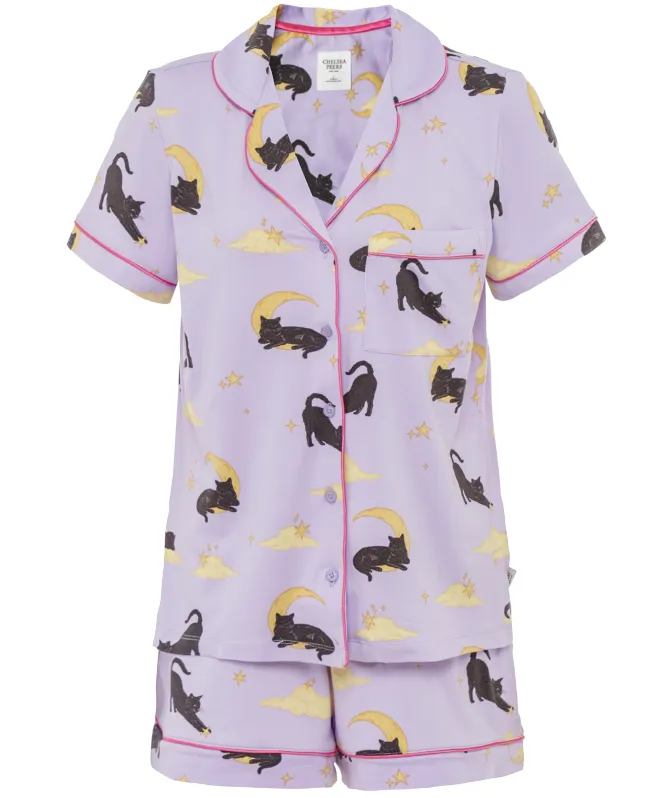 Chelsea Peers Halloween Cat Print Short Pajamas