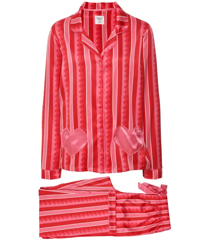 Chelsea Peers Satin Wiggle Heart Long Pajamas