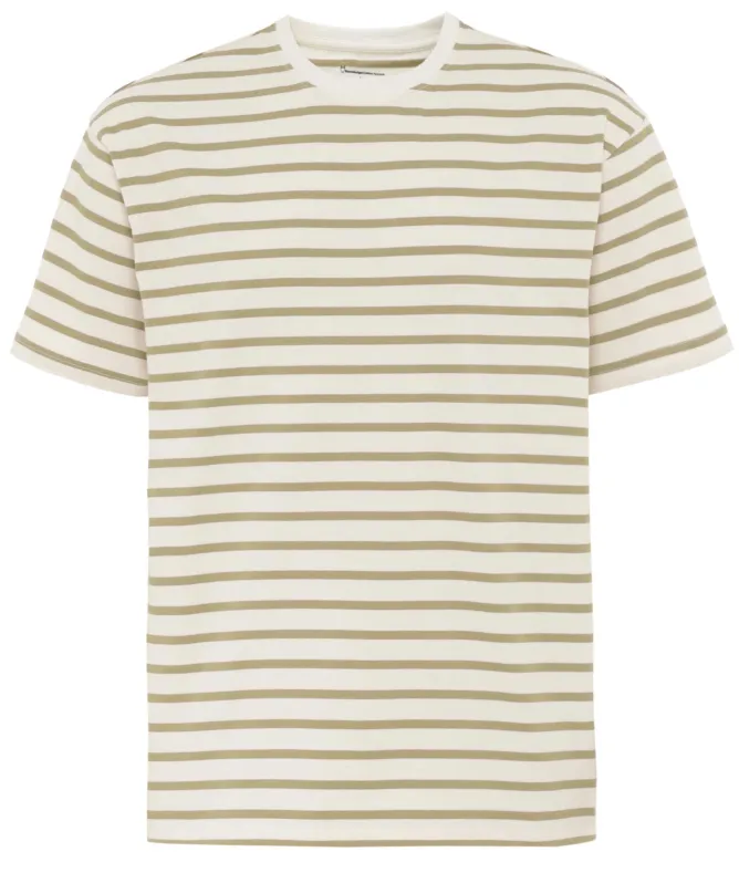 Knowledge Cotton Striped Crew Neck T-Shirt
