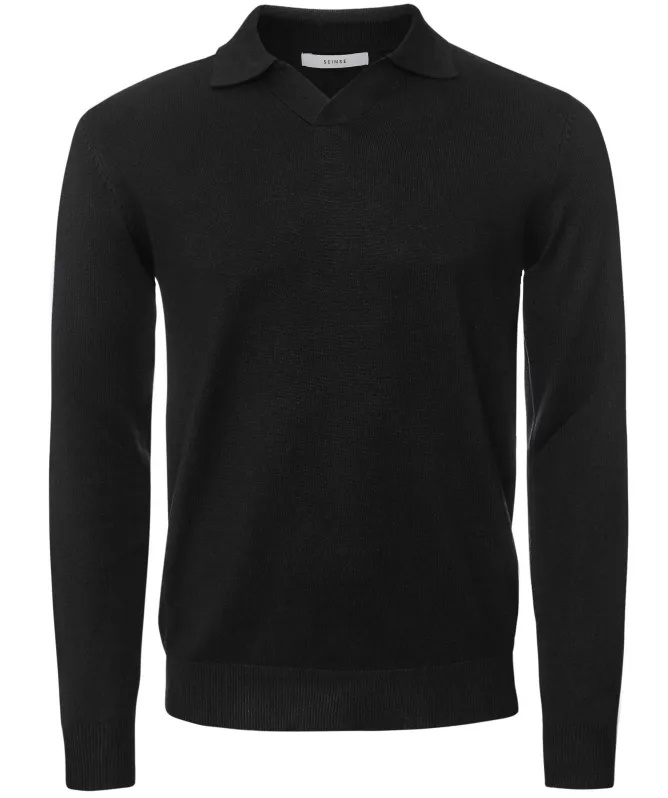 Seinse Long Sleeve V-Neck Polo Shirt