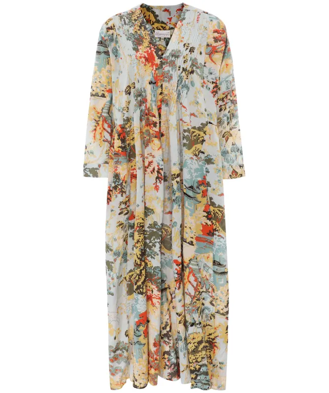 One Hundred Stars China Tree Aqua Pinch Pleat Dress