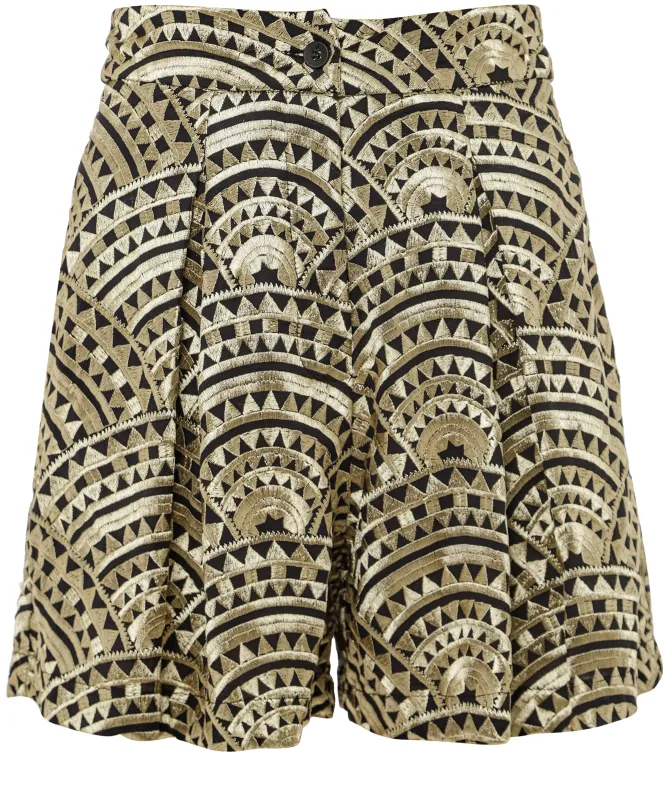 Greek Archaic Kori Triangle Embroidered Shorts