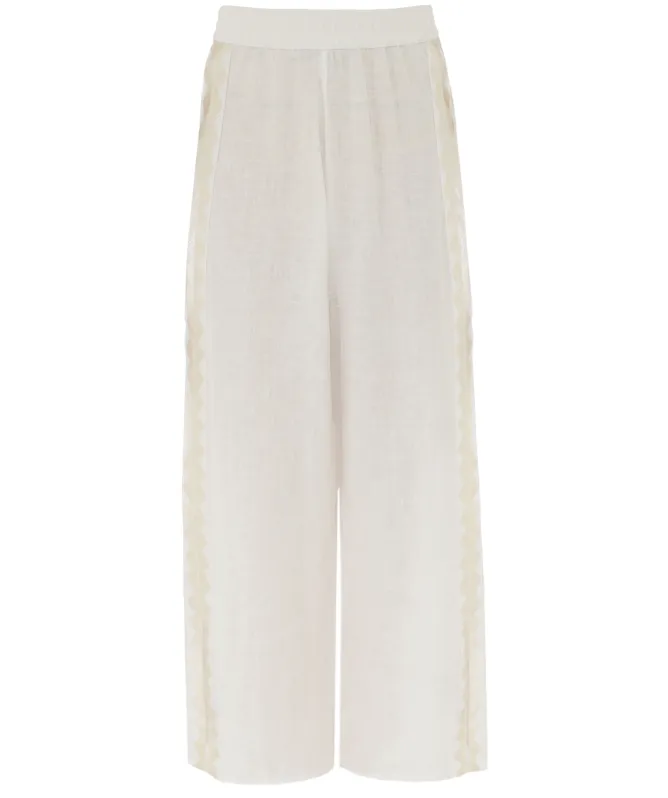 Greek Archaic Kori Feather Linen Pants