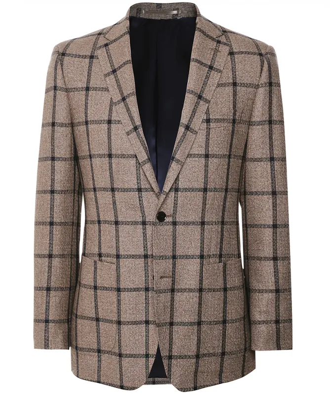 Jules B Linen Silk Windowpane Check Jacket