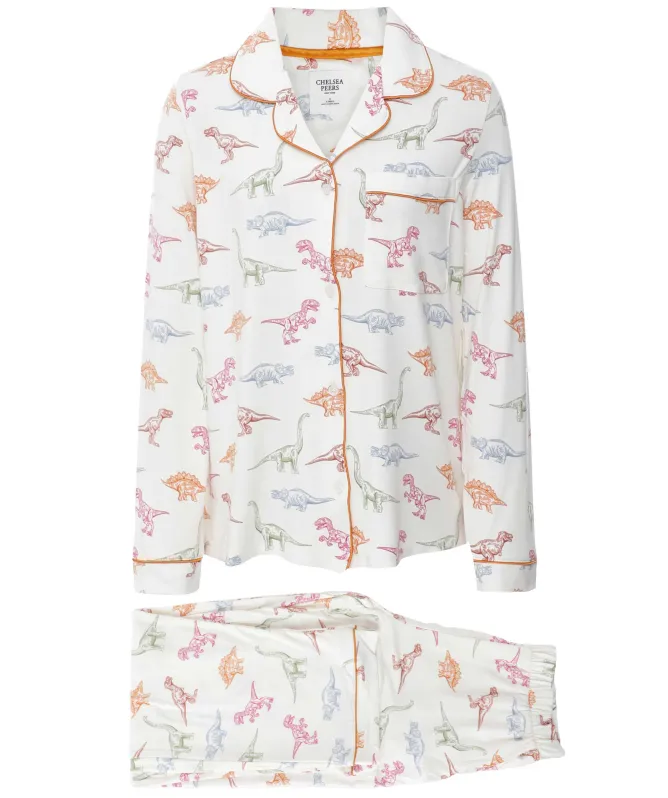 Chelsea Peers Dinosaur Print Long Pyjama Set