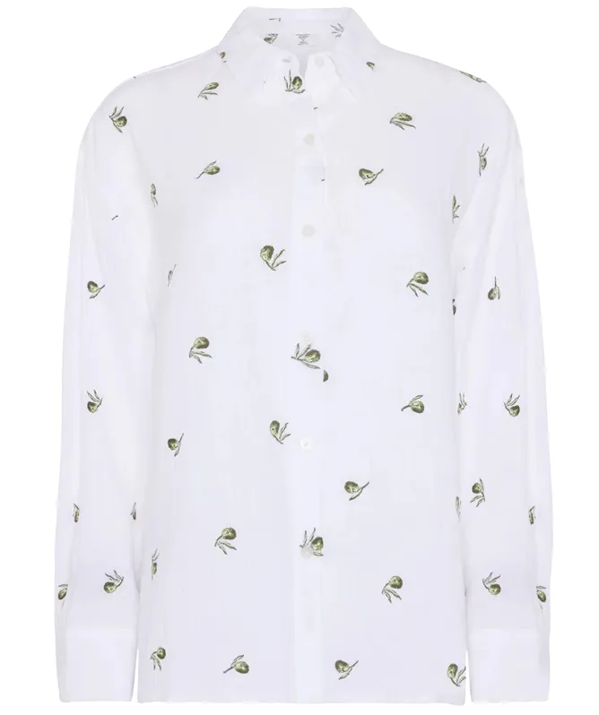 Chelsea Peers Embroidered Olive Print Shirt