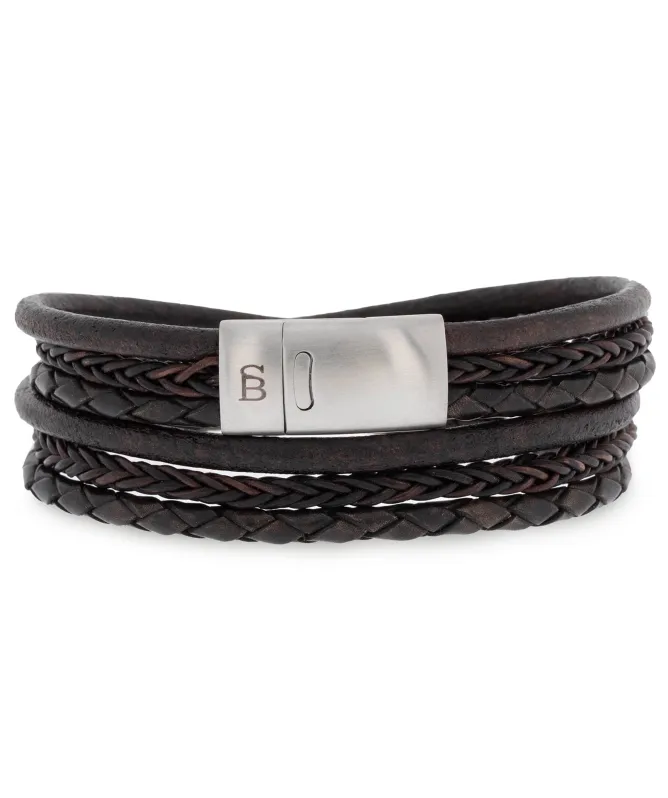 Steel and Barnett Bonacci Leather Bracelet