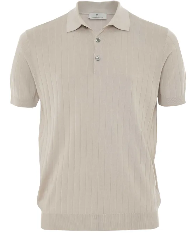 Thomas Maine Ribbed Knitted Polo Shirt