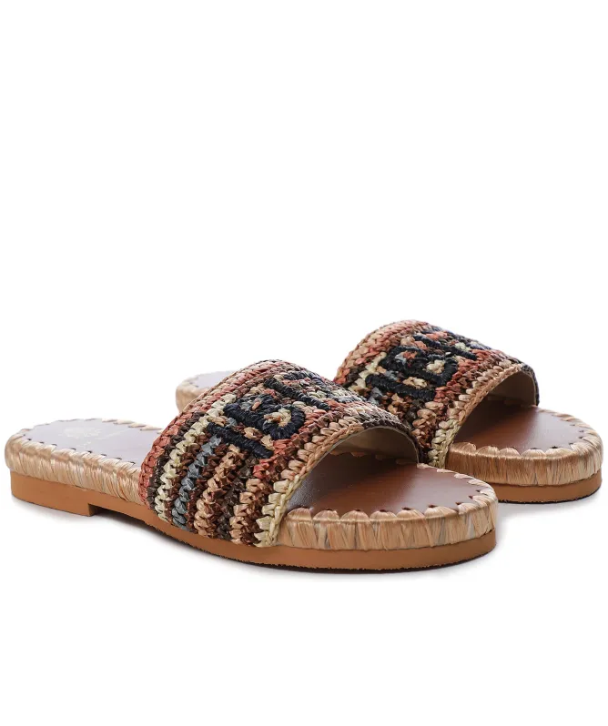 De Siena Ibiza Striped Raffia Resort Sliders