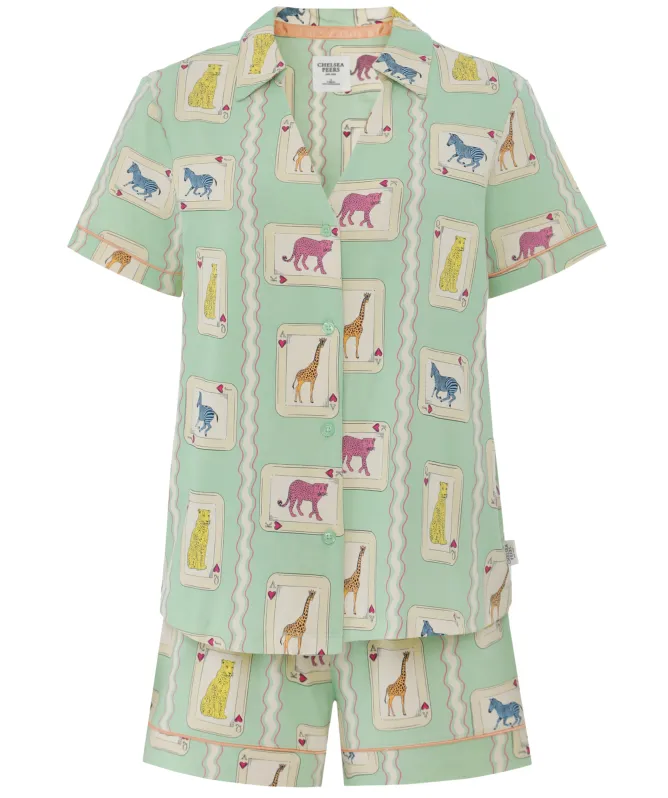 Chelsea Peers Playing Card Animals Print Short Pajamas